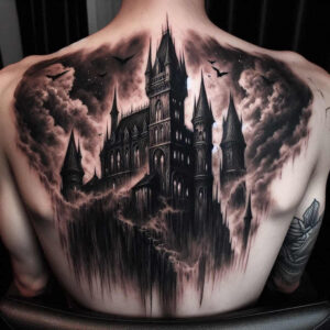 castle-bastion-abandoned-contour-shading – tattoo design ideas free ai generated – Gallery: castles-inkby-ai