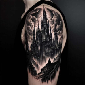 knights-castle-chained-high-definition – tattoo design ideas free ai generated – Gallery: castles-inkby-ai