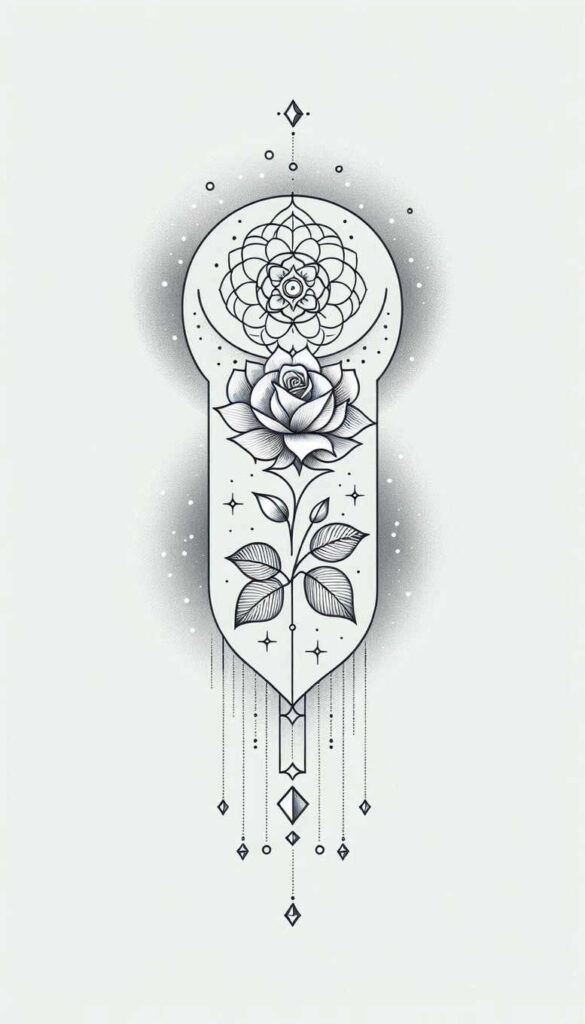 geometric-chain-airy-for-lower-thigh – tattoo design ideas free ai generated – Gallery: chains-inkby-ai