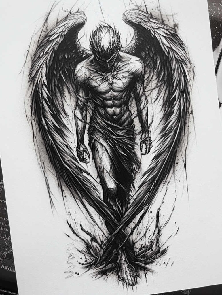 fantasy-figure-glowing-edges-airy-touch – tattoo design ideas free ai generated – Gallery: characters-inkby-ai
