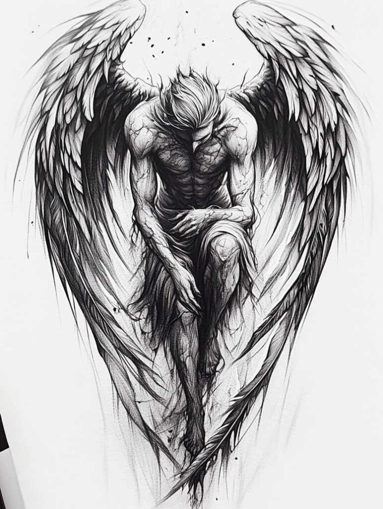 angelic-figure-shadow-realism-essential – tattoo design ideas free ai generated – Gallery: characters-inkby-ai