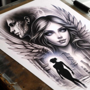 character-emotional-depth-single-dot – tattoo design ideas free ai generated – Gallery: characters-inkby-ai