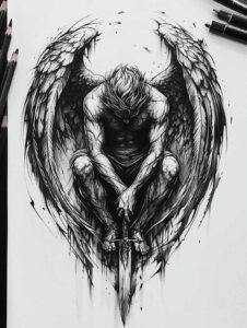 magical-figure-high-contrast-mini-ink – tattoo design ideas free ai generated – Gallery: characters-inkby-ai