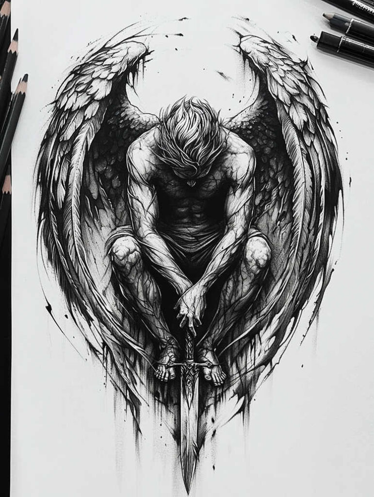 magical-figure-high-contrast-mini-ink – tattoo design ideas free ai generated – Gallery: characters-inkby-ai