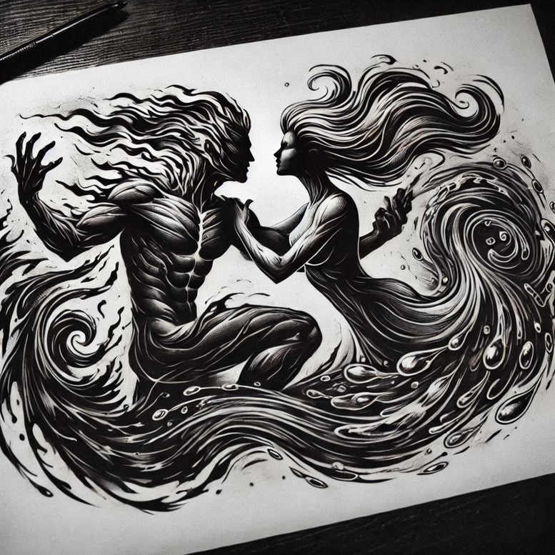 figure-contour-depth-illusion-outline-only – tattoo design ideas free ai generated – Gallery: characters-inkby-ai