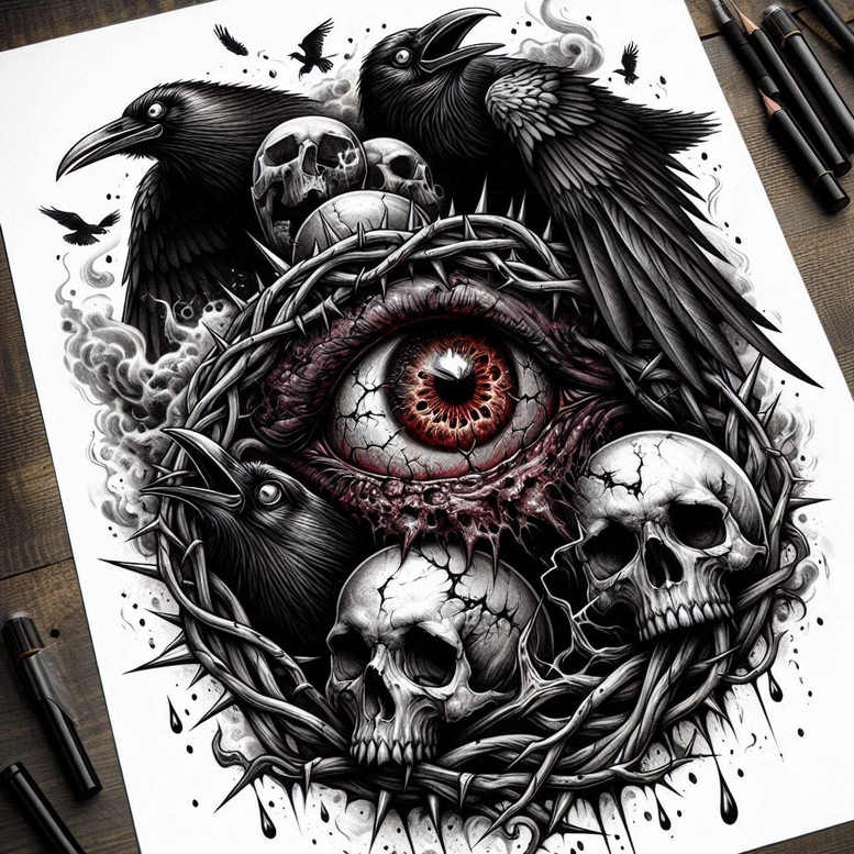 blackout – tattoo design ideas free ai generated – shadow – for-neck – Gallery: cover-up-inkby-ai