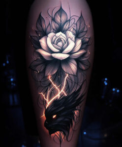bold-overlay – tattoo design ideas free ai generated – black-fog – for-shin – Gallery: cover-up-inkby-ai