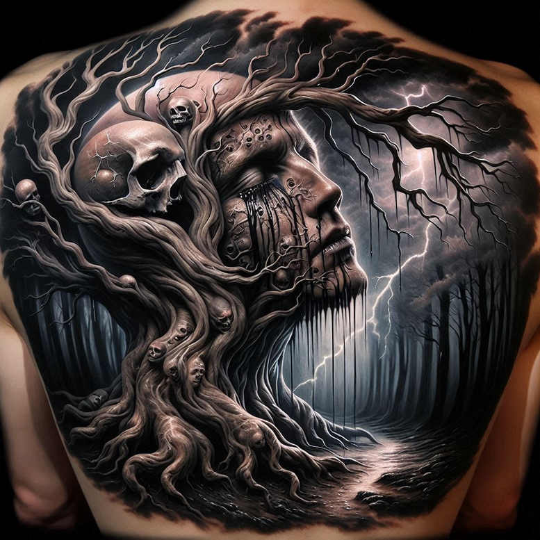 gradient-mask – tattoo design ideas free ai generated – night-terror – for-palm – Gallery: cover-up-inkby-ai