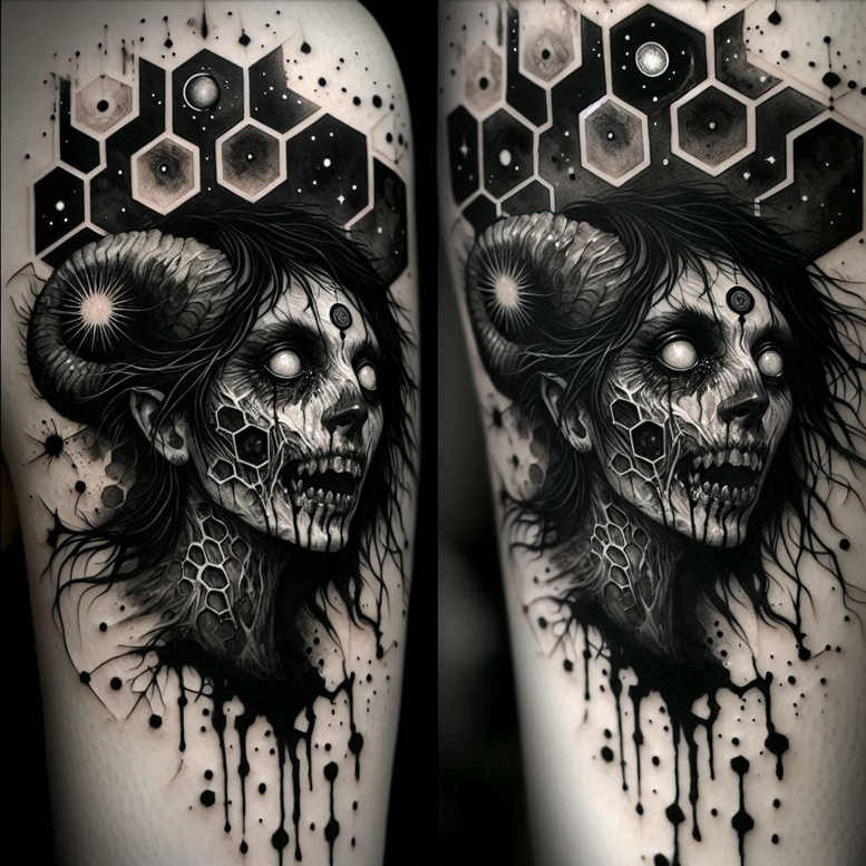 hidden-ink – tattoo design ideas free ai generated – creepy – for-lower-arm – Gallery: cover-up-inkby-ai