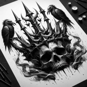 illusion-cover – tattoo design ideas free ai generated – haunting – for-thigh – Gallery: cover-up-inkby-ai