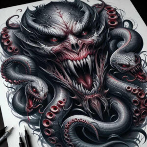 opaque-color – tattoo design ideas free ai generated – frightening – for-elbow – Gallery: cover-up-inkby-ai