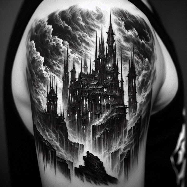 pattern-disguise – tattoo design ideas free ai generated – unsettling – for-back – Gallery: cover-up-inkby-ai