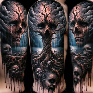 pattern-overlay – tattoo design ideas free ai generated – chained – for-shoulder-blade – Gallery: cover-up-inkby-ai