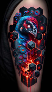 cover-up tattoo design ideas layered color demonic represents courage