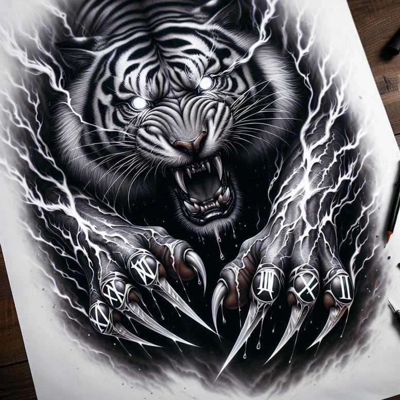 cover-up tattoo design ideas vector-style demonic symbolising courage