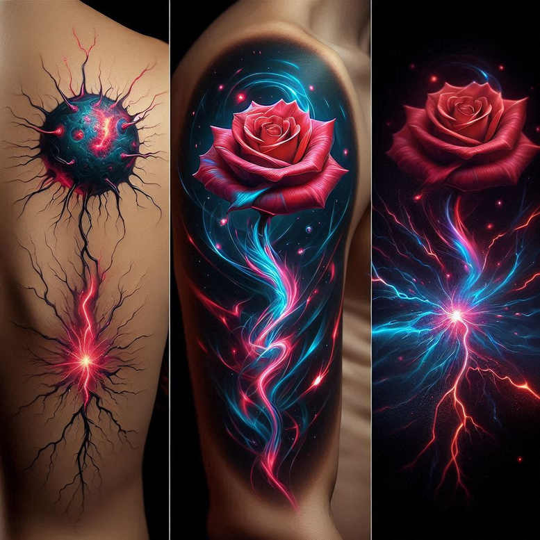 cover-up tattoo design ideas sharp contrast faded for thigh