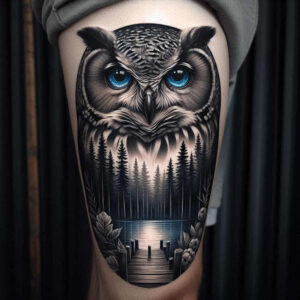 cover-up tattoo design ideas Surrealism otherworldly mask for heel