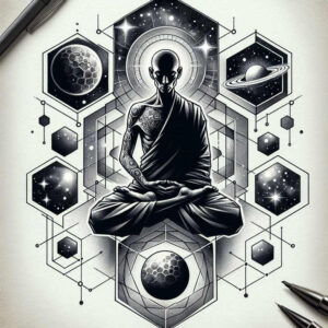 cover-up tattoo design ideas Neotraditional sharp edges mystic darkness for back of neck