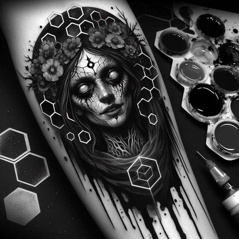 cover-up tattoo design ideas subtle tone nightmarish symbol of perseverance