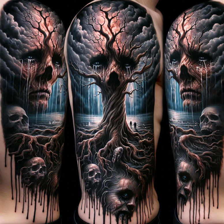 cover-up tattoo design ideas Realism depth of field unsettling courage and power