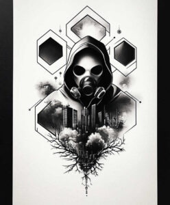 transformative-ink – tattoo design ideas free ai generated – grimace – for-lower-chest – Gallery: cover-up-inkby-ai