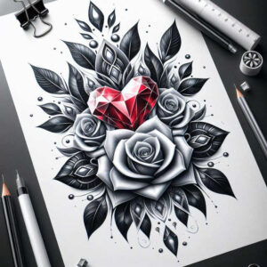 3d-diamond – tattoo design ideas free ai generated – realism-natural-luminosity – for-heel – Gallery: crowns-and-diamonds-inkby-ai