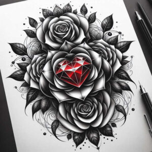 crown – tattoo design ideas free ai generated – neotraditional-balanced-tones – for-neck – Gallery: crowns-and-diamonds-inkby-ai