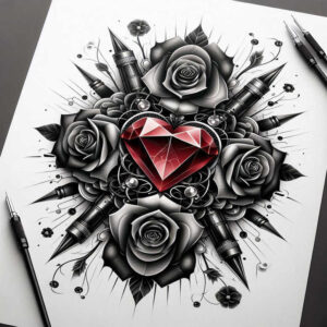 crowns – tattoo design ideas free ai generated – realism-depth-illusion – for-shoulder-blade – Gallery: crowns-and-diamonds-inkby-ai