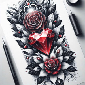 diamond-brilliance-tattoo – tattoo design ideas free ai generated – realism-smooth-gradients – for-arm – Gallery: crowns-and-diamonds-inkby-ai