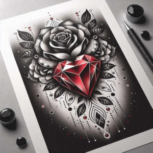 diamond-cut – tattoo design ideas free ai generated – realism-precise-gradient – for-lower-leg – Gallery: crowns-and-diamonds-inkby-ai