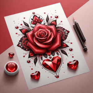diamond-design – tattoo design ideas free ai generated – realism-gradient-tones – for-full-back – Gallery: crowns-and-diamonds-inkby-ai