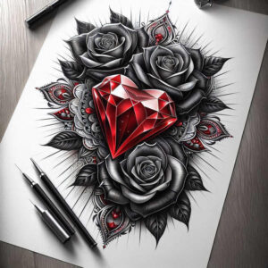 diamond-light – tattoo design ideas free ai generated – neotraditional-artistic-shading – for-fingers – Gallery: crowns-and-diamonds-inkby-ai