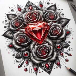 diamond-shine – tattoo design ideas free ai generated – neotraditional-rich-shading – for-triceps – Gallery: crowns-and-diamonds-inkby-ai