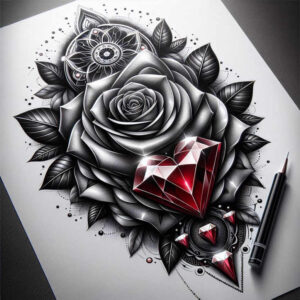diamond-symbol – tattoo design ideas free ai generated – neotraditional-defined-outlines – for-stomach – Gallery: crowns-and-diamonds-inkby-ai