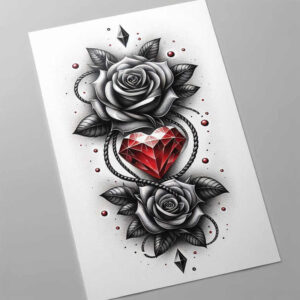 elegant-crown – tattoo design ideas free ai generated – realism-high-contrast – for-upper-back – Gallery: crowns-and-diamonds-inkby-ai