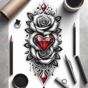 luxury-crown – tattoo design ideas free ai generated – neotraditional-decorative-detail – for-lower-arm – Gallery: crowns-and-diamonds-inkby-ai