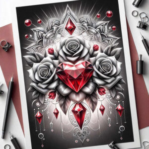 sparkling-diamond – tattoo design ideas free ai generated – realism-studio-quality – for-outer-arm – Gallery: crowns-and-diamonds-inkby-ai