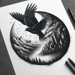 raven-feather-soft-transitions-for-forearm – tattoo design ideas free ai generated – Gallery: crows-and-ravens-inkby-ai