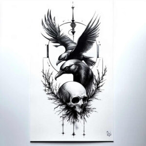 ravens-fine-lines-for-hand – tattoo design ideas free ai generated – Gallery: crows-and-ravens-inkby-ai