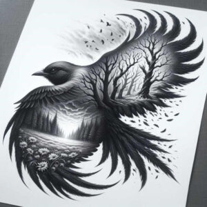 raven-skull-volume-effect-for-upper-shoulder – tattoo design ideas free ai generated – Gallery: crows-and-ravens-inkby-ai