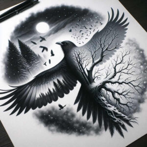 crow-tattoo-natural-finish-for-shoulder – tattoo design ideas free ai generated – Gallery: crows-and-ravens-inkby-ai
