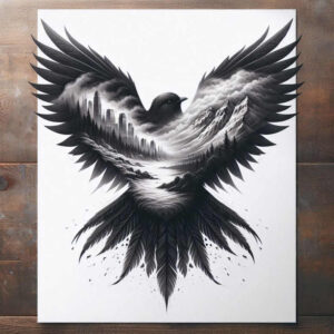 black-raven-realistic-dimension-for-biceps – tattoo design ideas free ai generated – Gallery: crows-and-ravens-inkby-ai