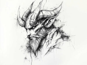 clawed-demon – tattoo design ideas free ai generated – realism-depth-shading – for-knee – Gallery: demons-inkby-ai