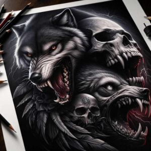 demon – tattoo design ideas free ai generated – realism-fine-lines – for-outer-arm – Gallery: demons-inkby-ai