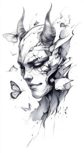 demonic-aura – tattoo design ideas free ai generated – surrealism-shimmering-forms – for-wrist – Gallery: demons-inkby-ai