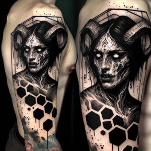 demonic-creature – tattoo design ideas free ai generated – surrealism-symbolic – for-temple – Gallery: demons-inkby-ai