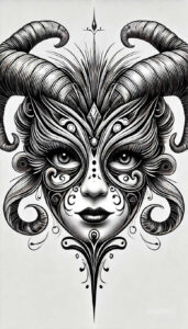 demonic-presence – tattoo design ideas free ai generated – surrealism-ethereal-glow – for-nape – Gallery: demons-inkby-ai