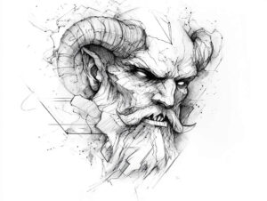 hellspawn – tattoo design ideas free ai generated – neotraditional-bold-highlights – for-upper-thigh – Gallery: demons-inkby-ai