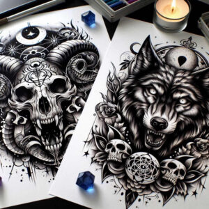 sinister-demon – tattoo design ideas free ai generated – realism-light-play – for-back-shoulder – Gallery: demons-inkby-ai