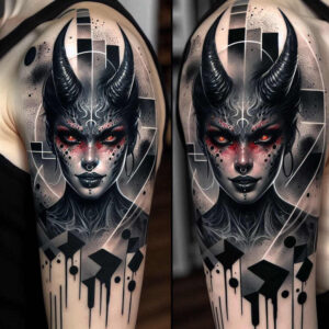 demons tattoo design ideas soft blending mythical for shoulder